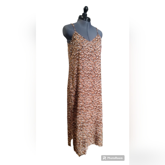 Aerie Dress Leopard Print Maxi Dress Size Small Double Slit, Fringe Hem‎ - Picture 10 of 10